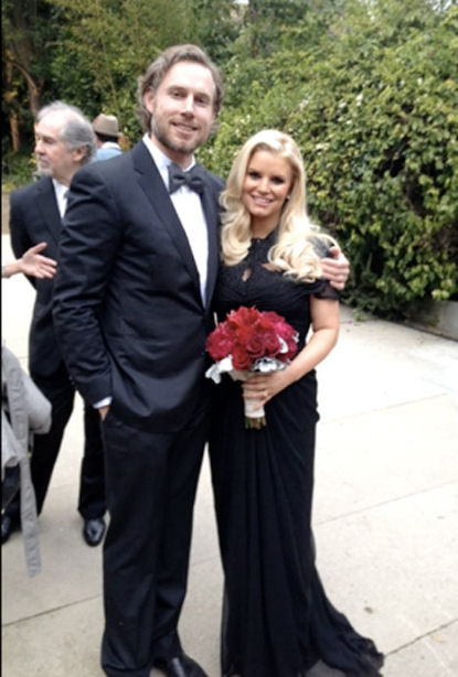 Pregnant Jessica Simpson Shows Off Baby Bump in Bridesmaids Dress at CaCee Cobb's Wedding